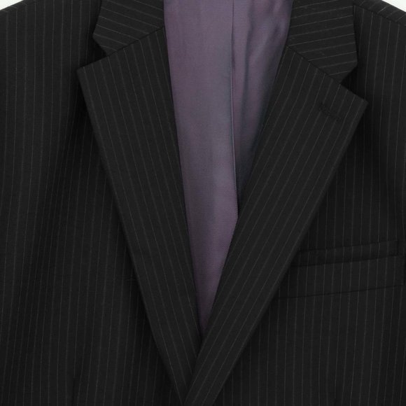 Perry Ellis Mens Two Button Suit Jacket Black Wool Blend Blazer Business 40R New - Picture 2 of 12